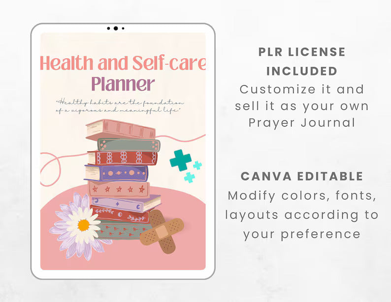 Health and Self-Care Planner, Commercial Use Printable