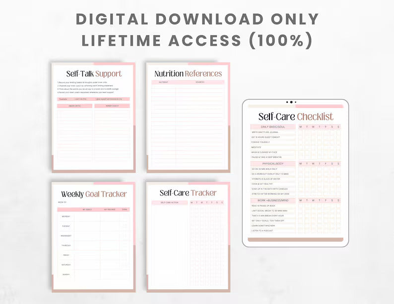 Health and Self-Care Planner, Commercial Use Printable